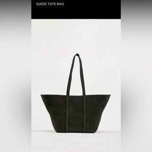 Elegant Olive Color Suede Tote Bag